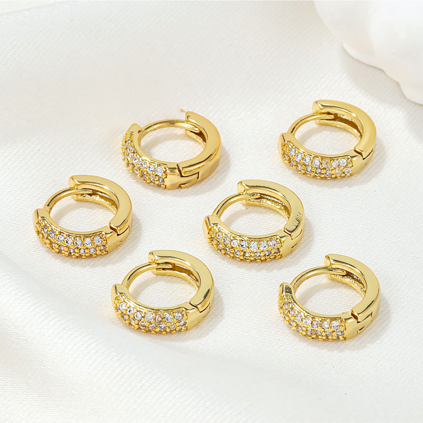 Yellow Gold Minimalist Zirconia Hoops Earrings