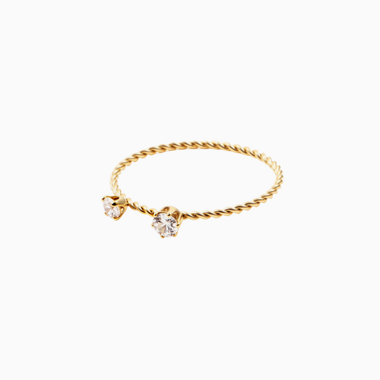 Double Sparkle Twist Ring