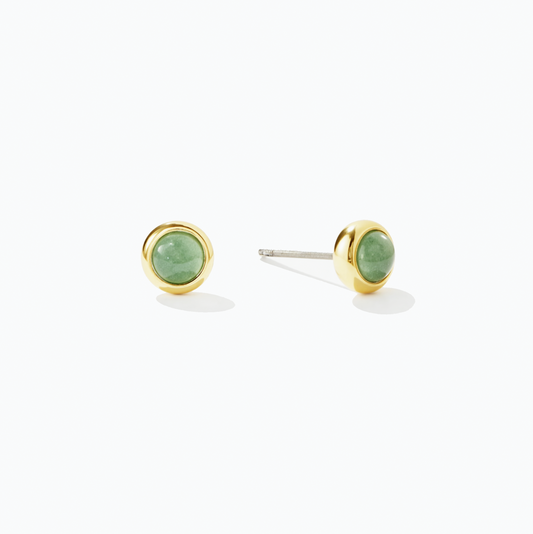 18k Mini Gold Jade Stud Earrings