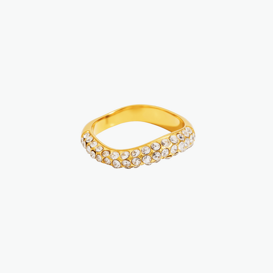 Gold Chunky Pavé Crystal Dome Ring
