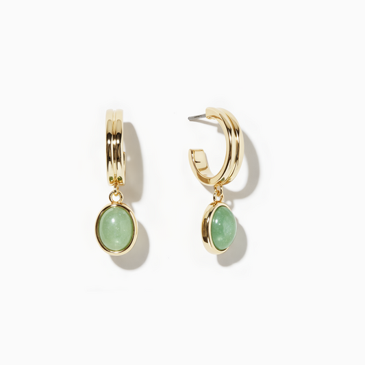 18k Retro Gold Jade Earrings
