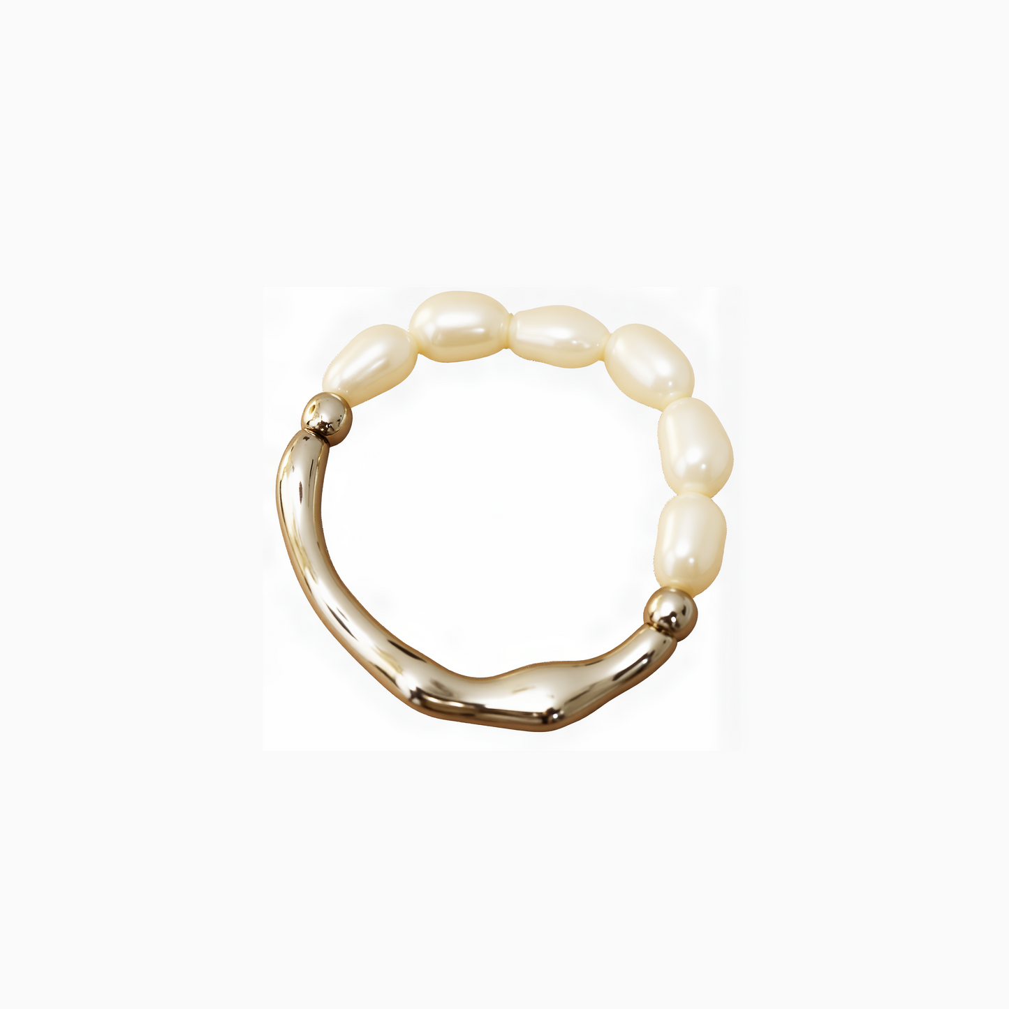 Golden Wave Pearl Ring