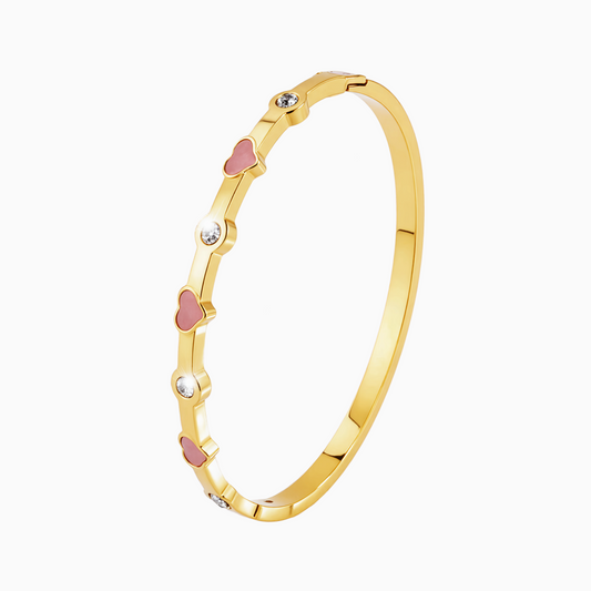 Pink Clover Crystal Bangle