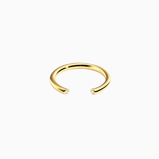 Minimalist Golden Edge Open Crystal Ring