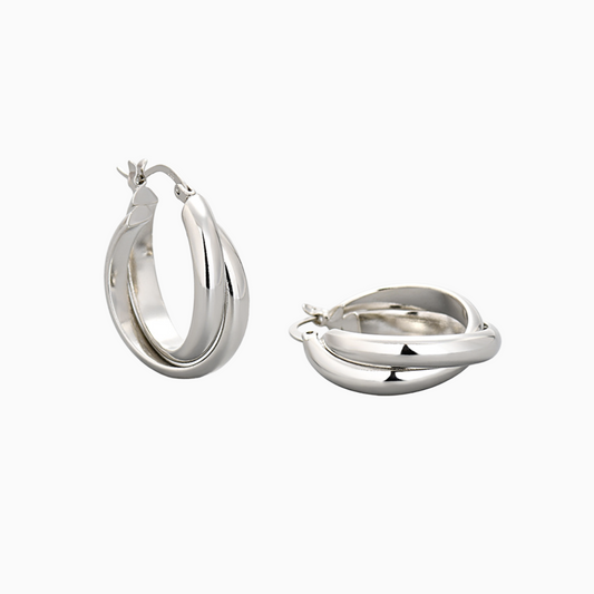 Silver Chunky Layered Minimalist Statement Hoops