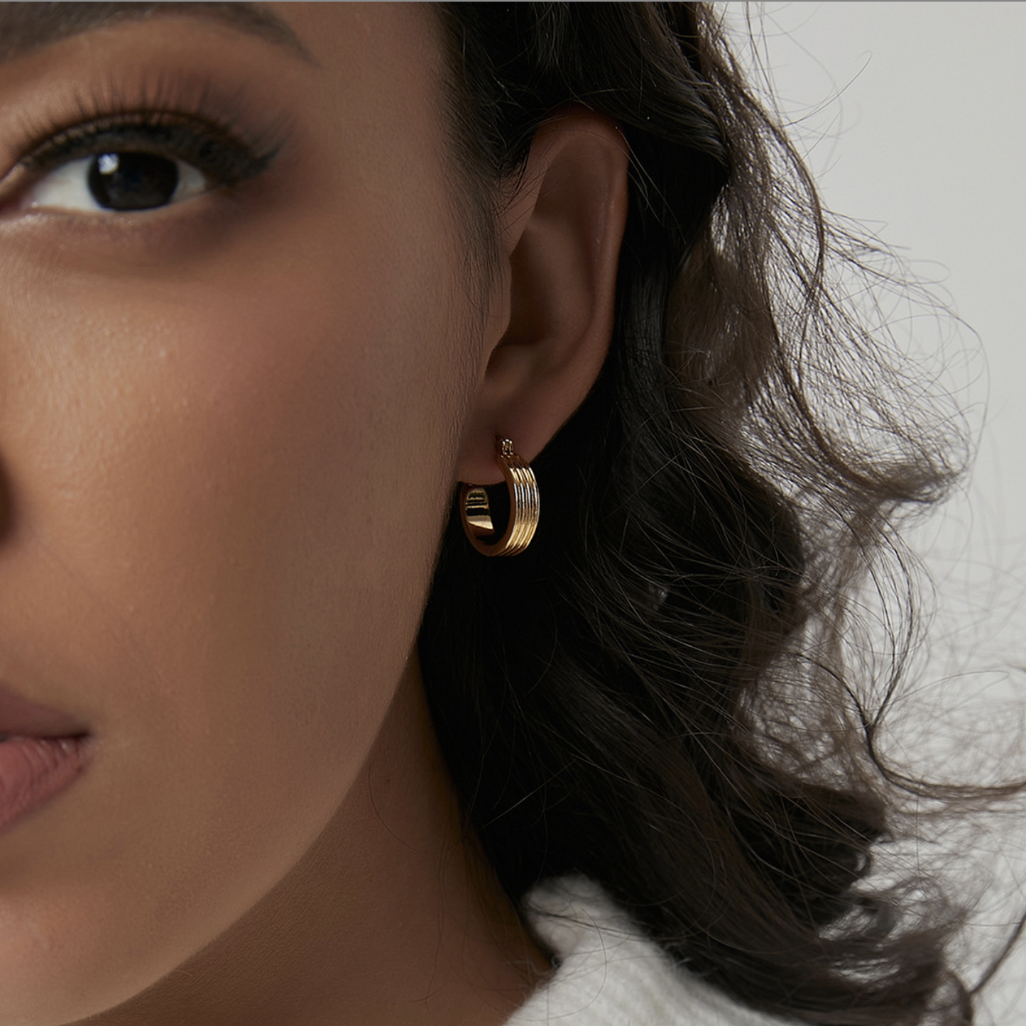 Triple Layer Gold Hoop Earrings
