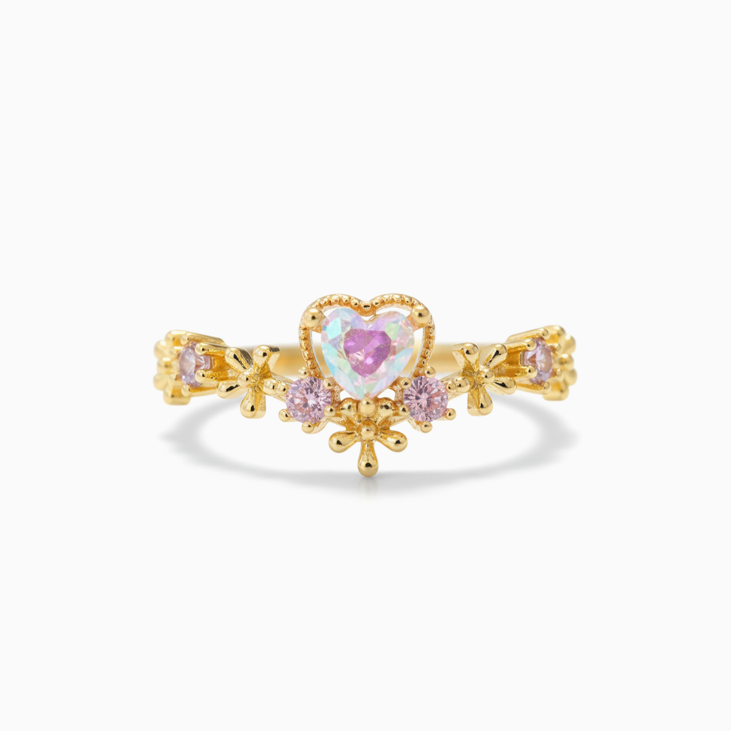 Coquette Dainty Iridescent Heart Ring