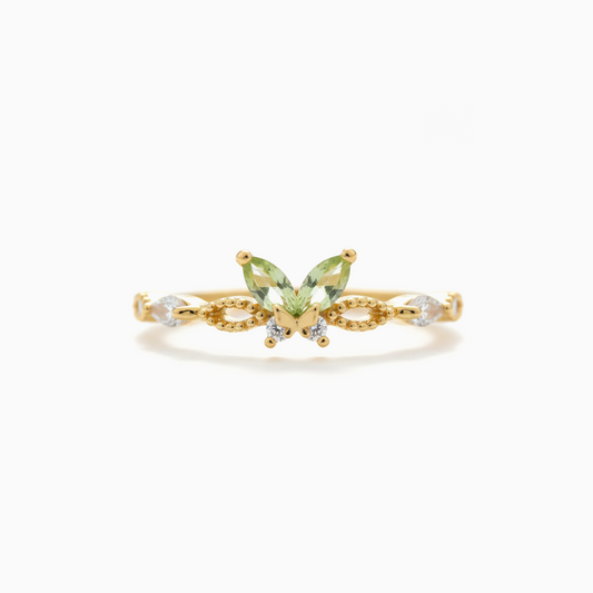 Dainty Green Marquise Stones Butterfly  Ring