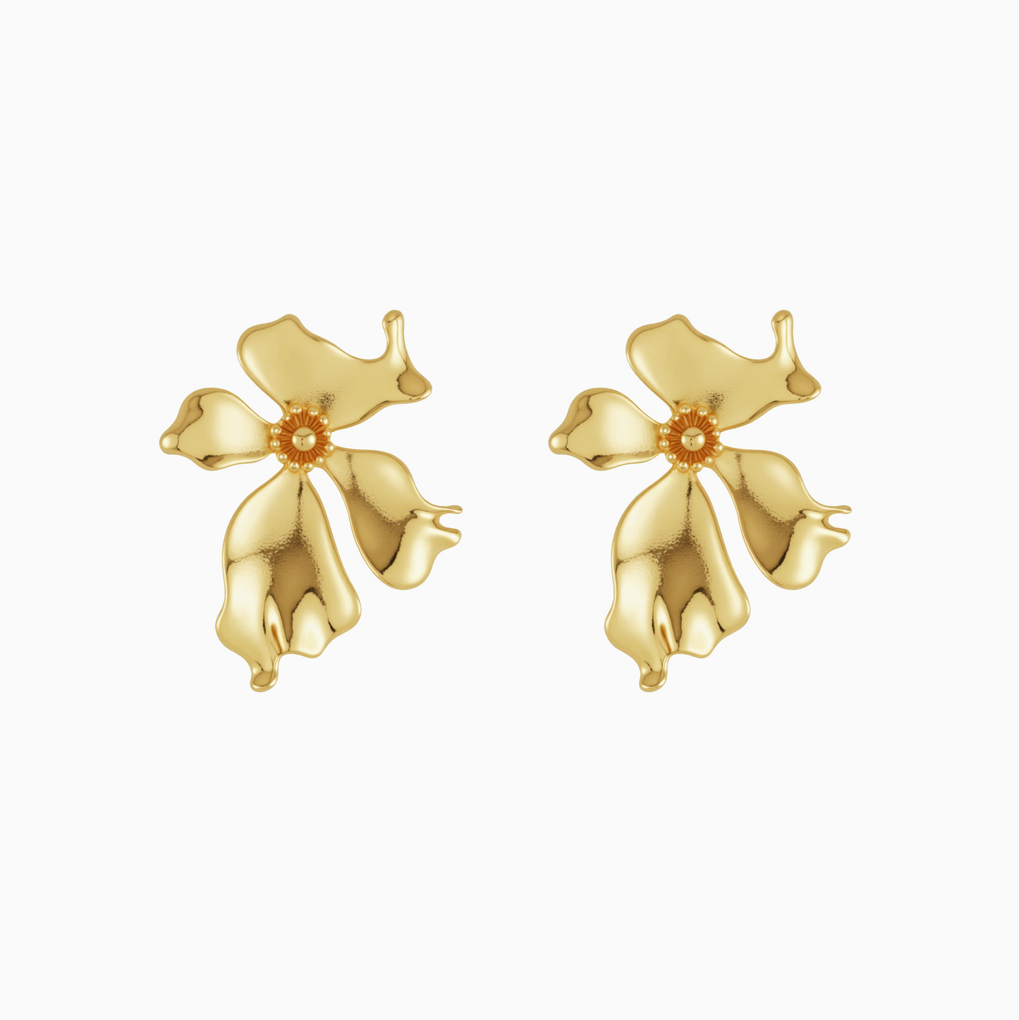 Golden Orchid Petal Earrings
