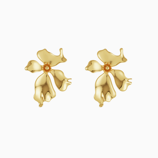 Golden Orchid Petal Earrings