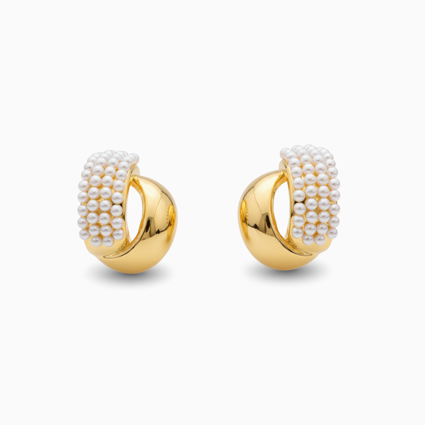 18k Gold Plated Pearl Cluster Statement Earrings