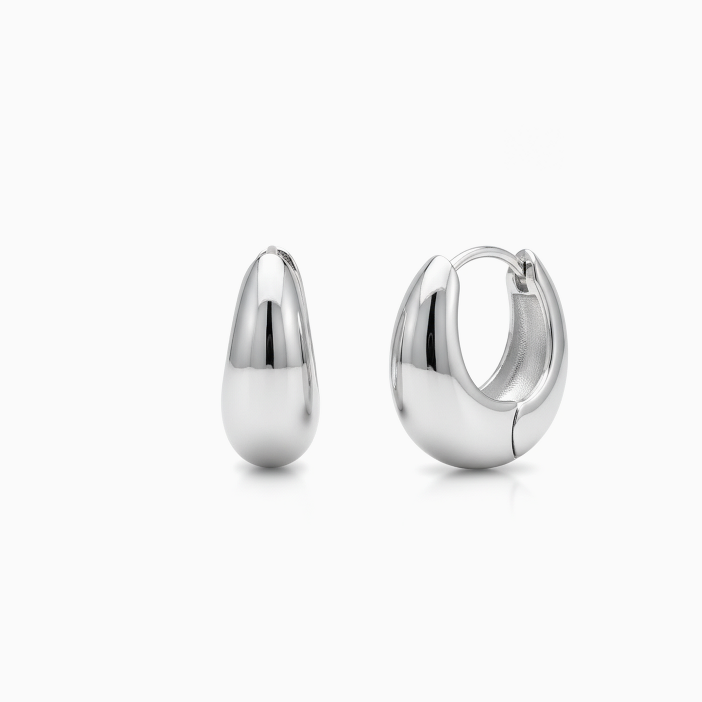 Gold Sleek Teardrop Dome Gold Huggie Hoops