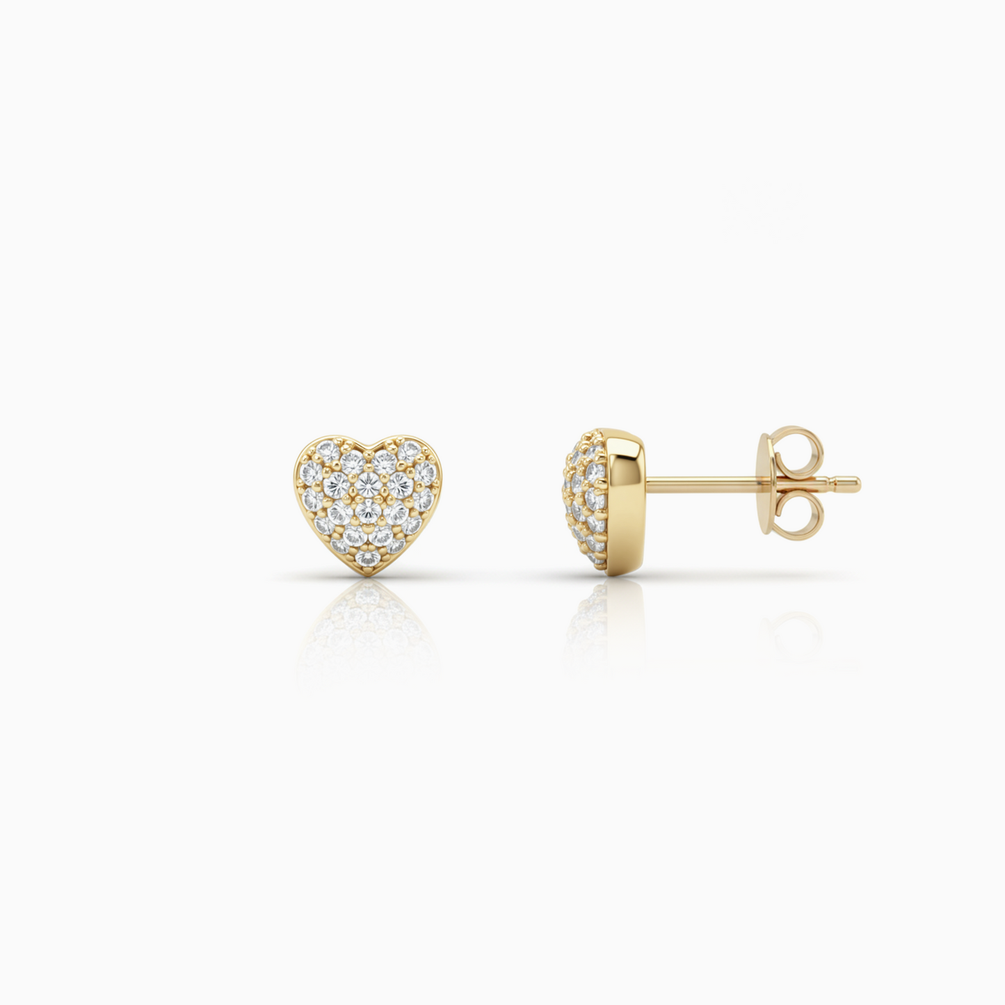 Pavé Heart Gold Stud Earrings