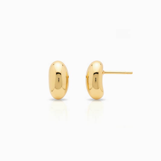 Mini Dome Bean Gold Stud Earrings
