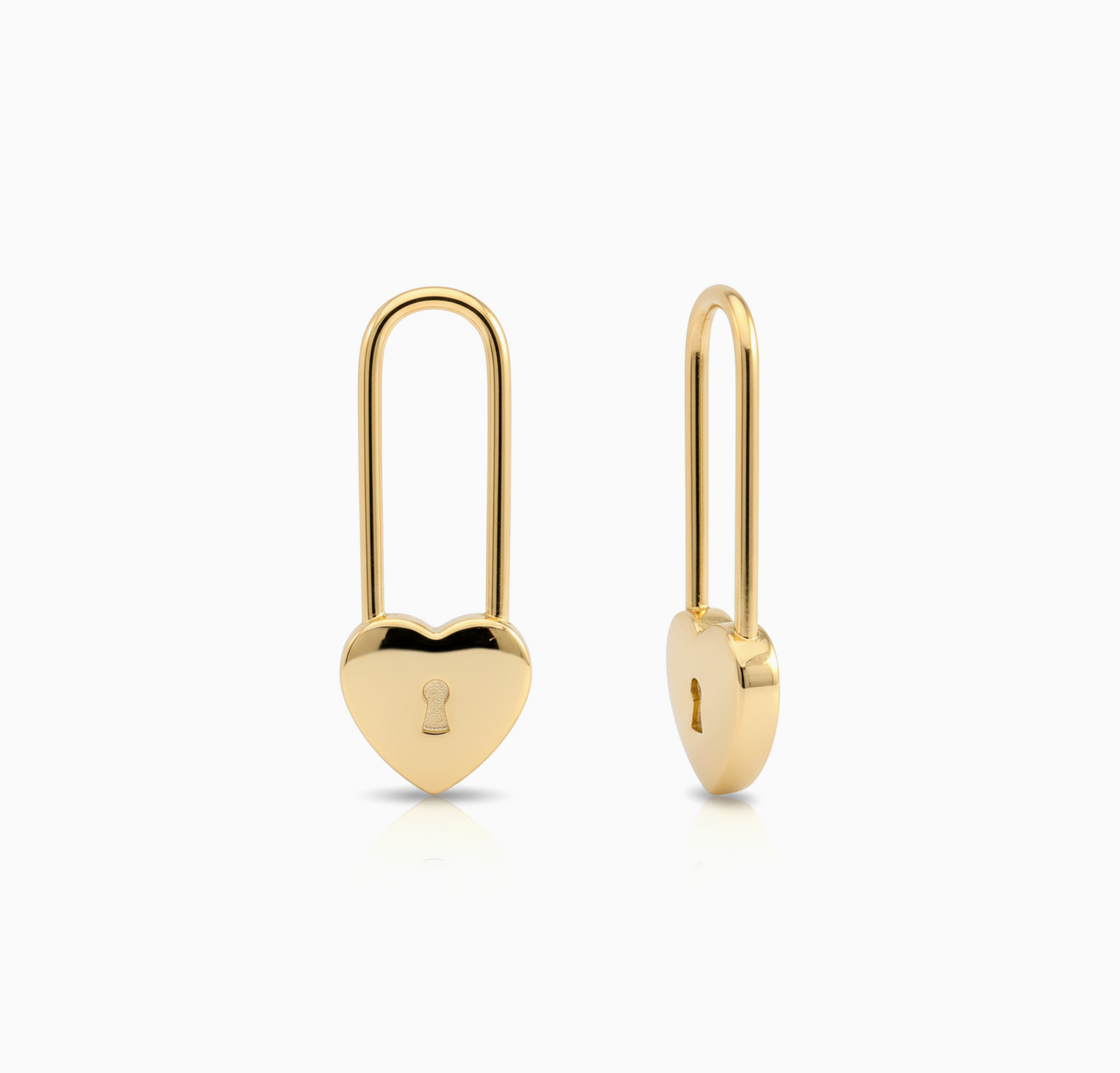 Golden Heart Lock Padlock Earrings