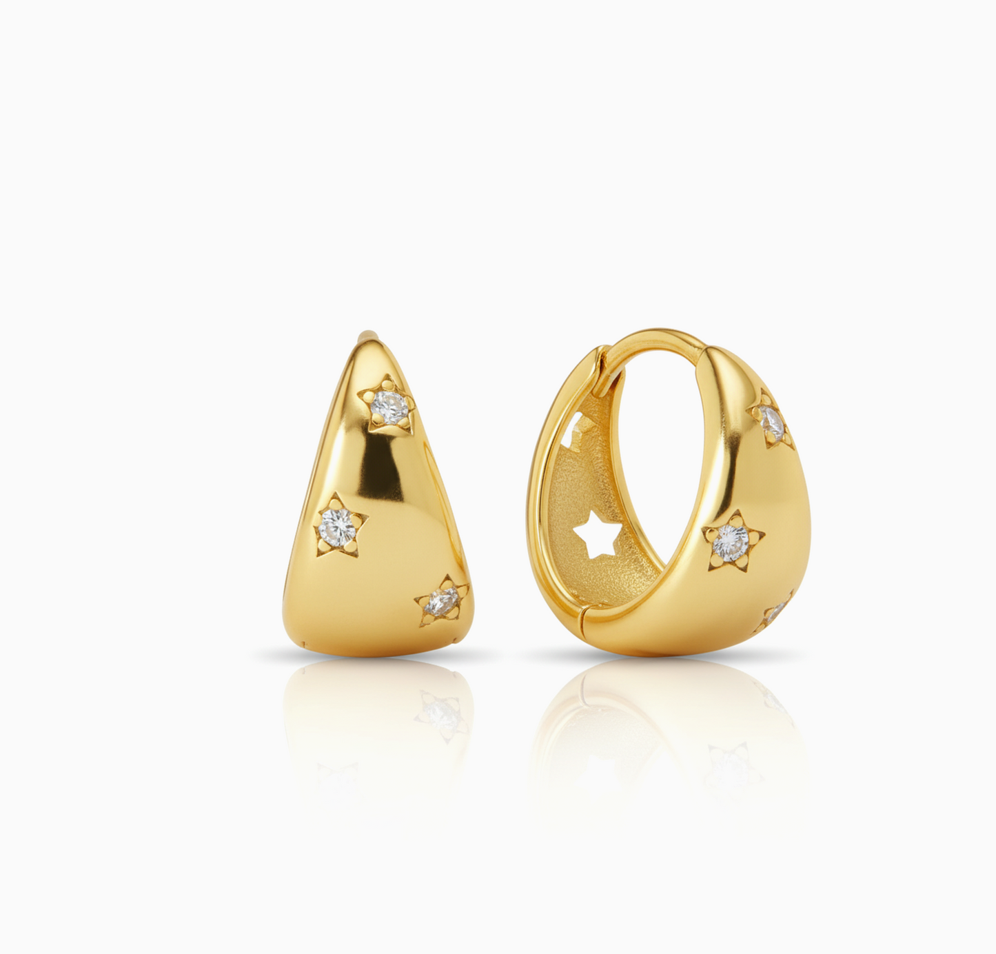 Starlit Teardrop Chunky Huggie Hoops