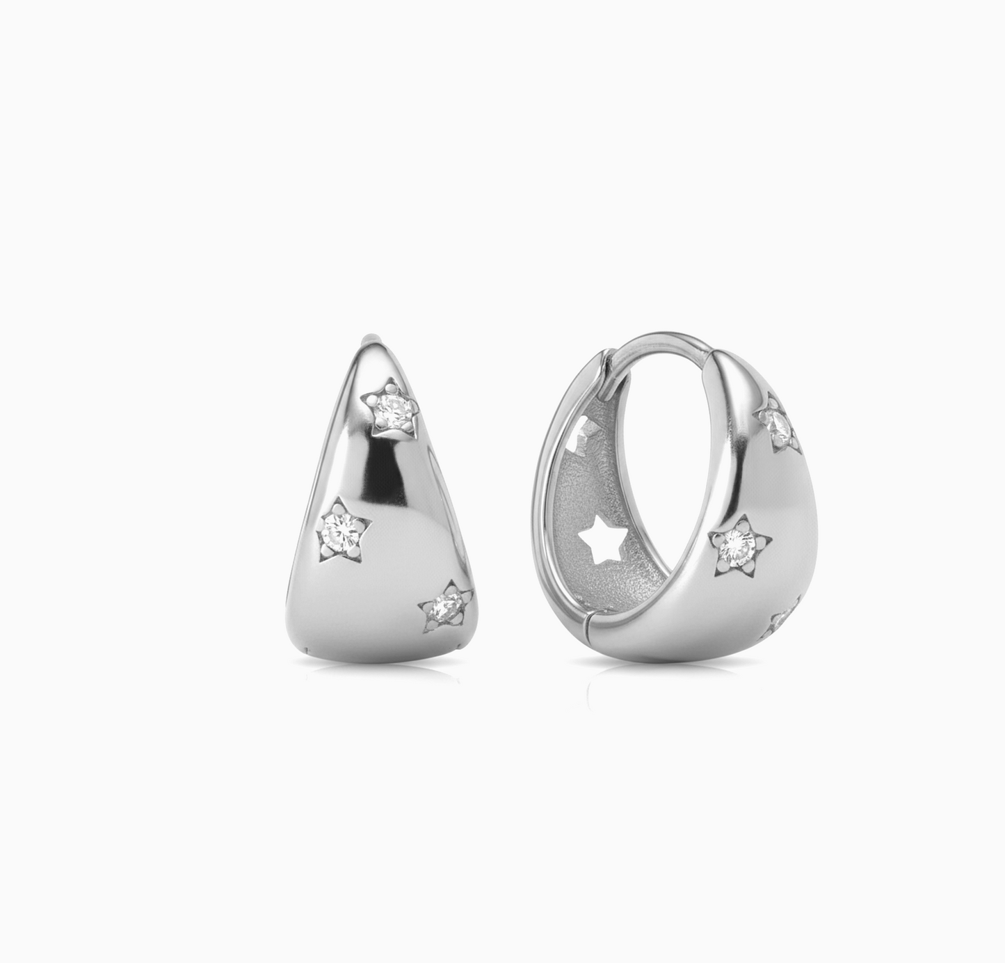 Starlit Teardrop Chunky Huggie Hoops