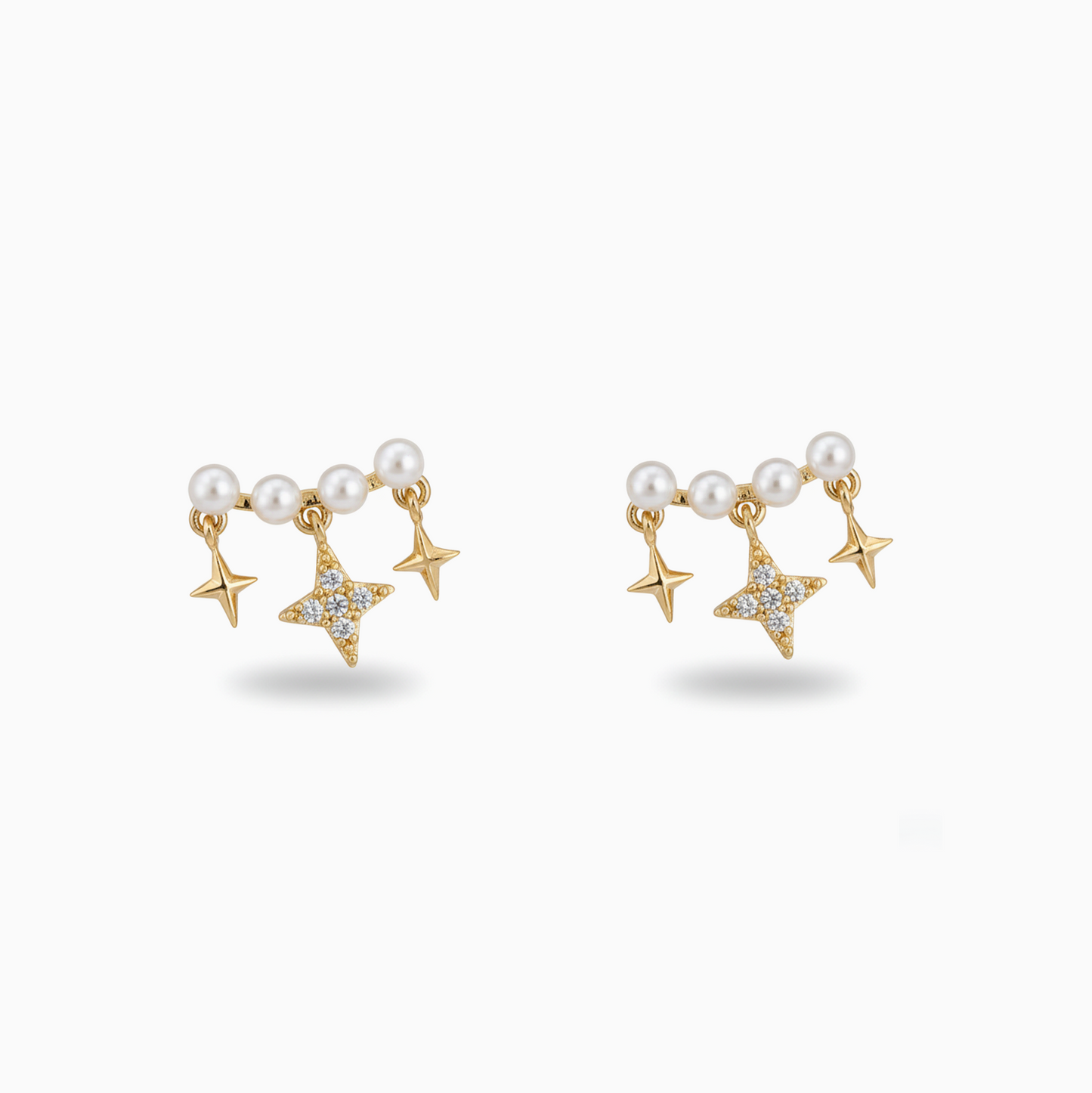 Pearl Star Charm Ear Climbers