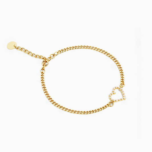 Coquette Daily Pearl Heart Pendant Bracelet