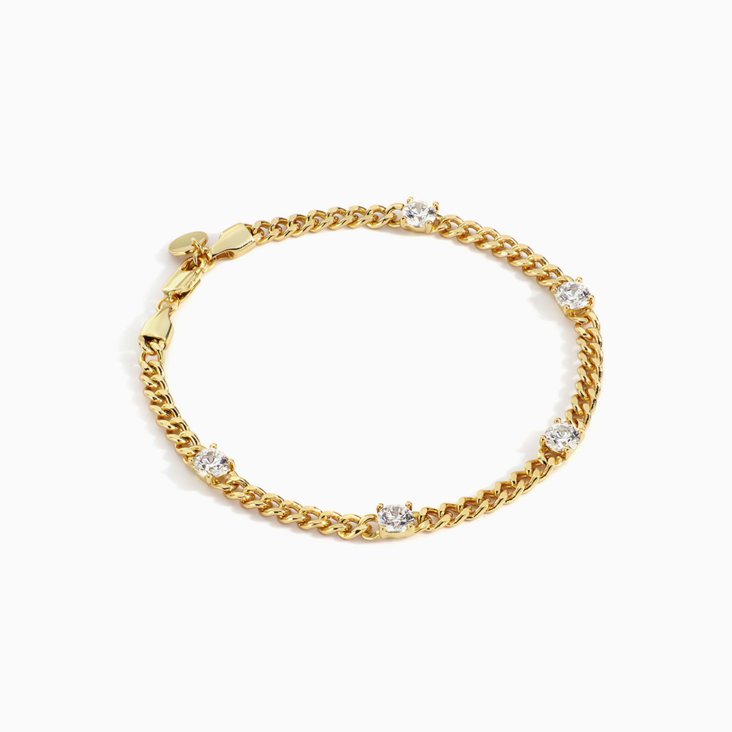 Gold Statement Station Square Zirconia Bracelet