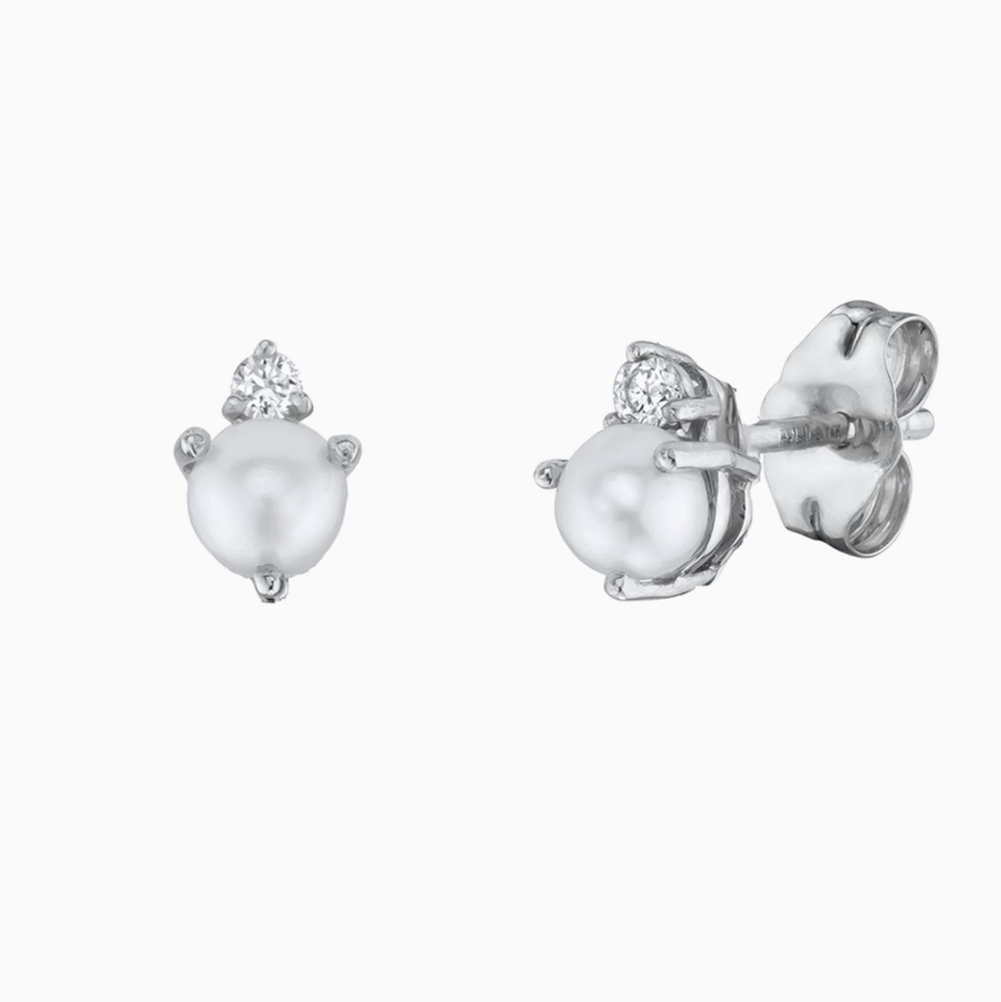 Gold Dainty Pearl Zirconia Studs Earrings