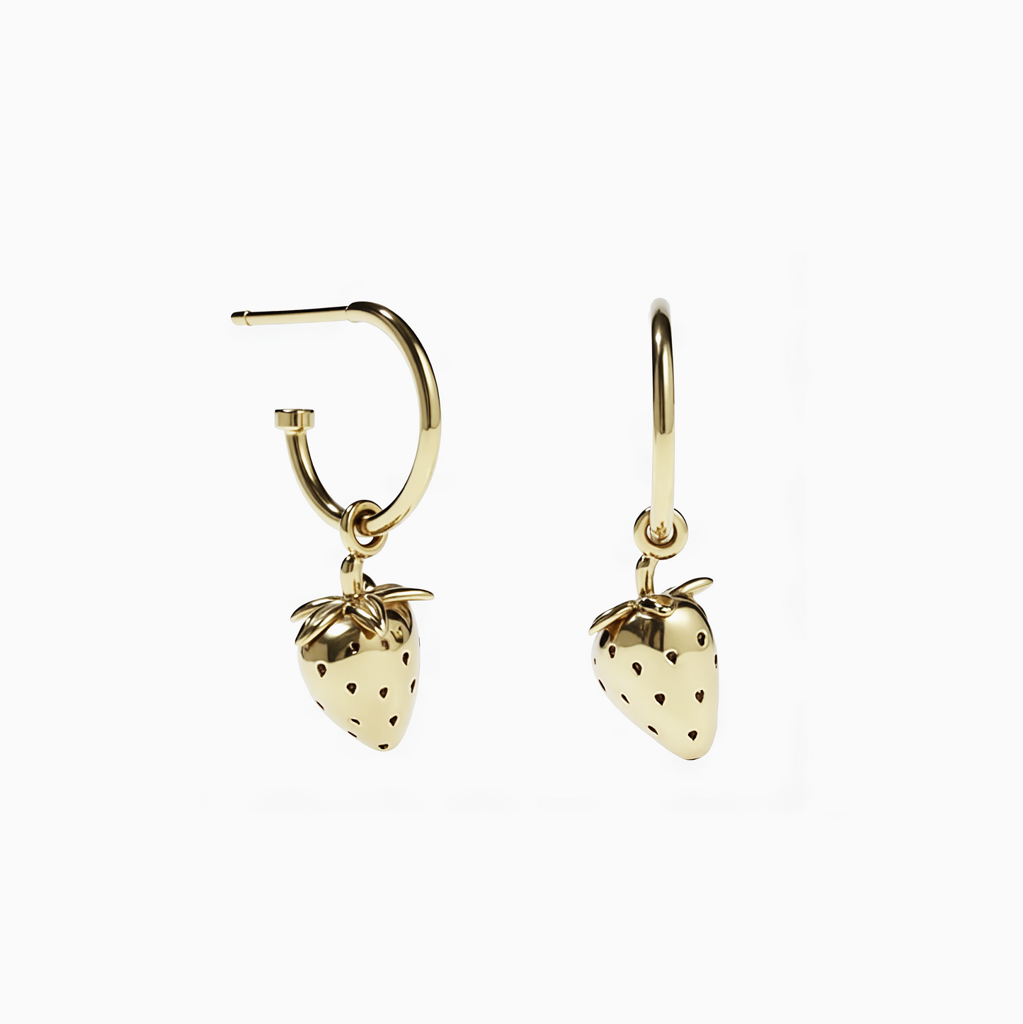 Gold Coquette Srawberry Pendant Earrings