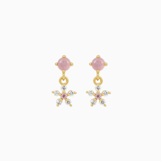 Coquette Pink Opal Pendant Flower Earrings