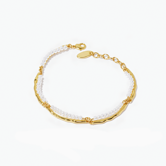 Minimalist Gold Water Pearl Double Layers Bracelet