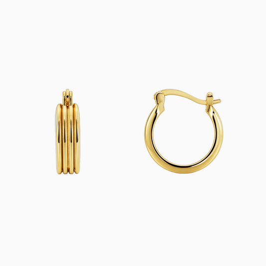 Triple Layer Gold Hoop Earrings