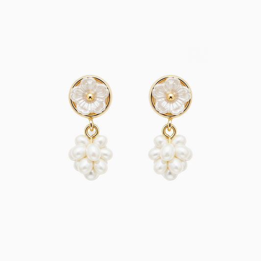 Water Pearl Blossom Drop Earrings