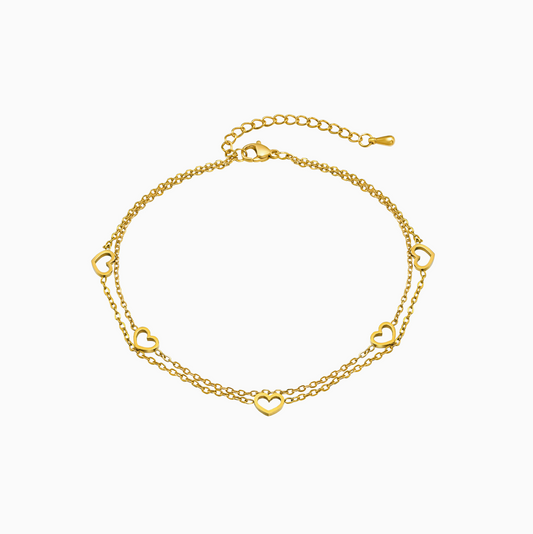 Gold Double Layers Heart Bracelet/ Anklet