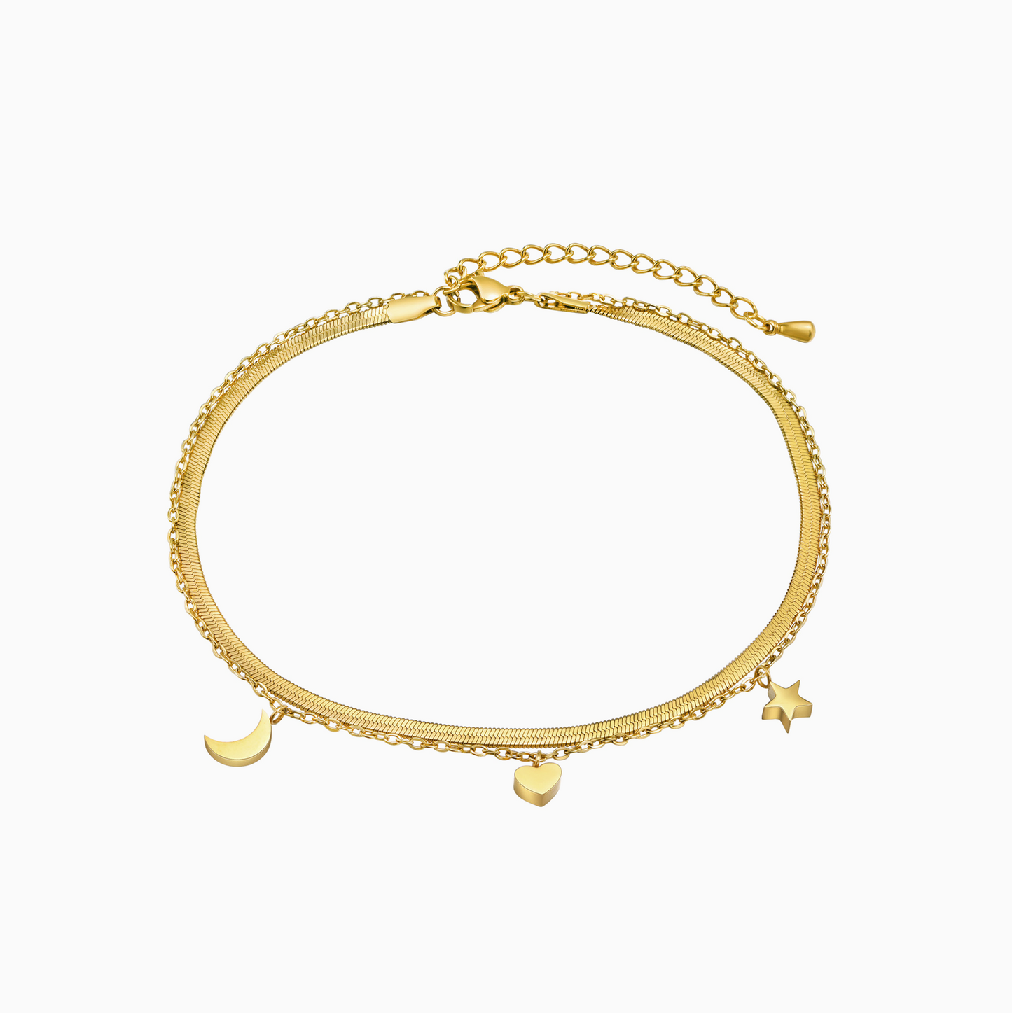 Gold Double Layers Pendants Bracelet/ Anklet