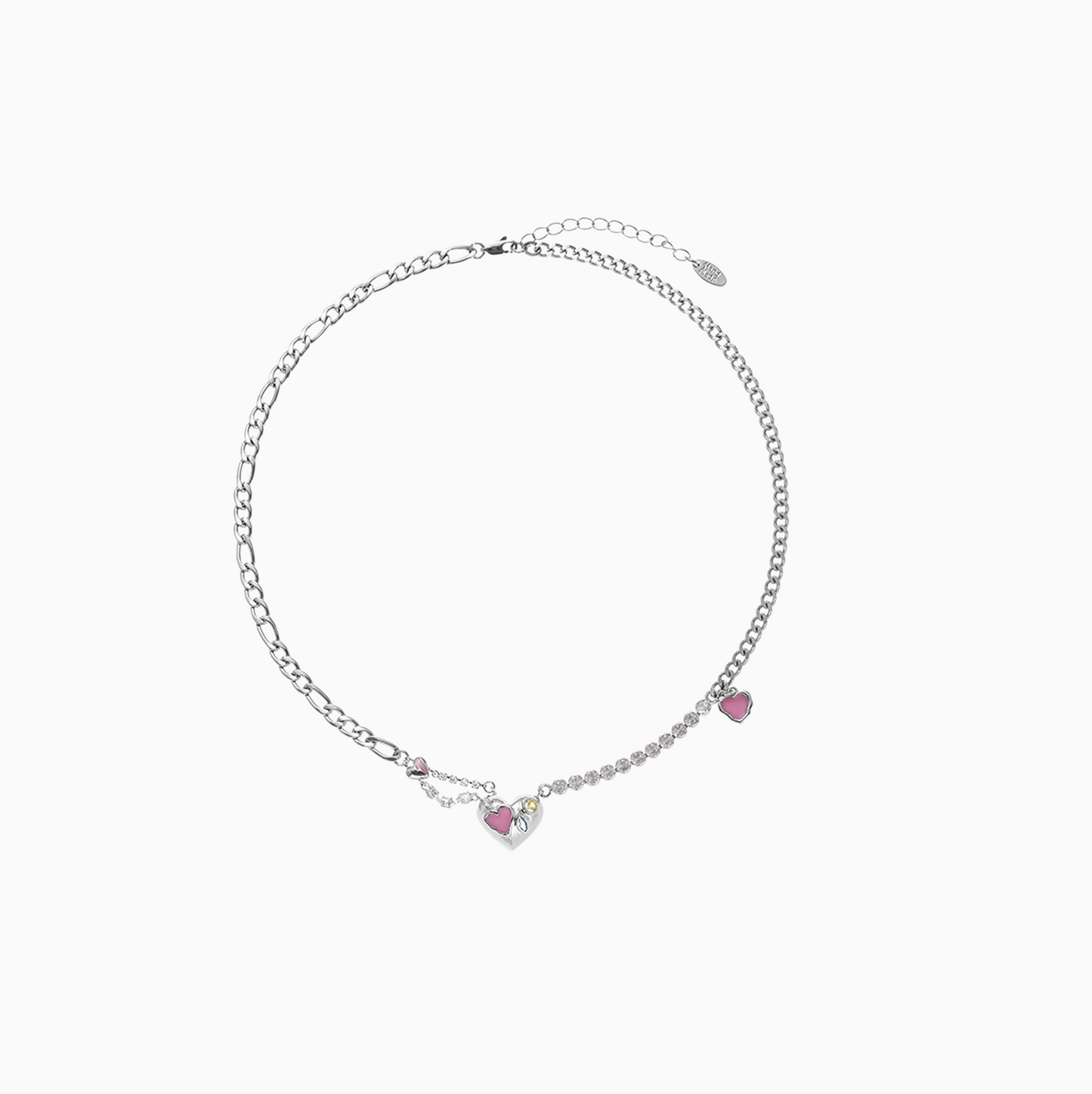 Platinum-plated Tiny Pink Heart Necklace