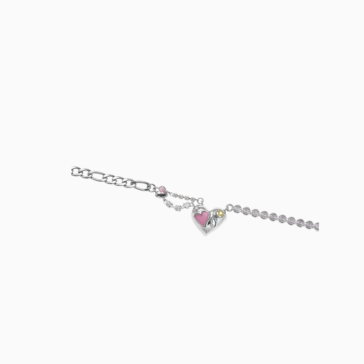 Platinum-plated Tiny Pink Heart Necklace