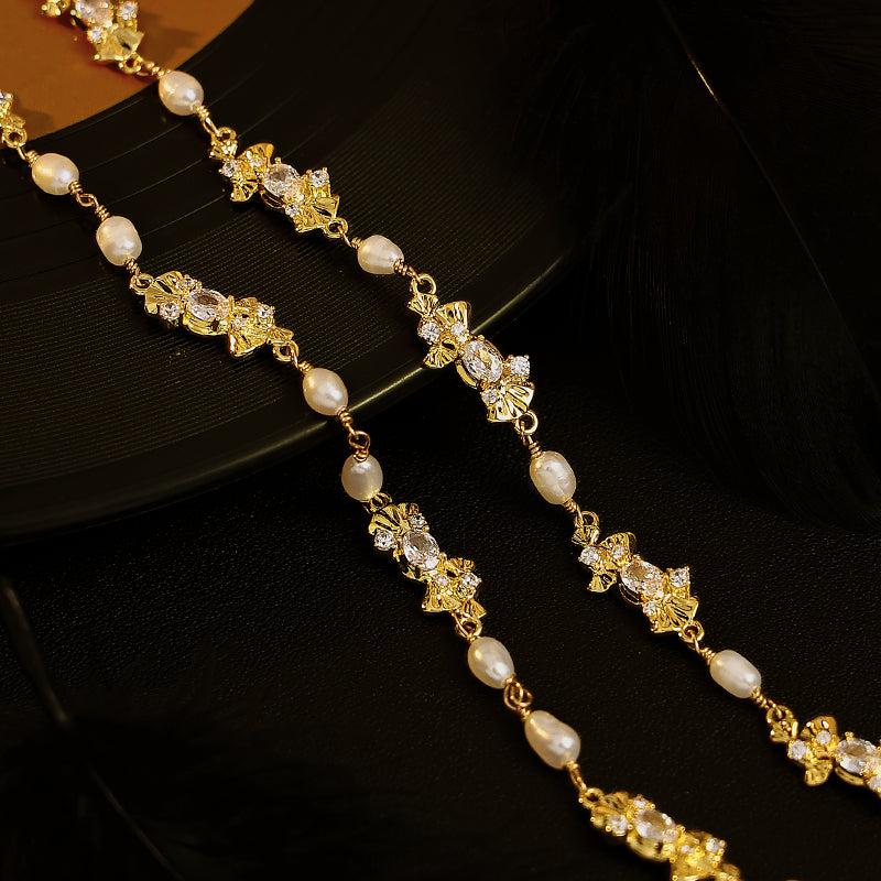 18k Gold-plated Tiny Candy Water Pearl Necklace