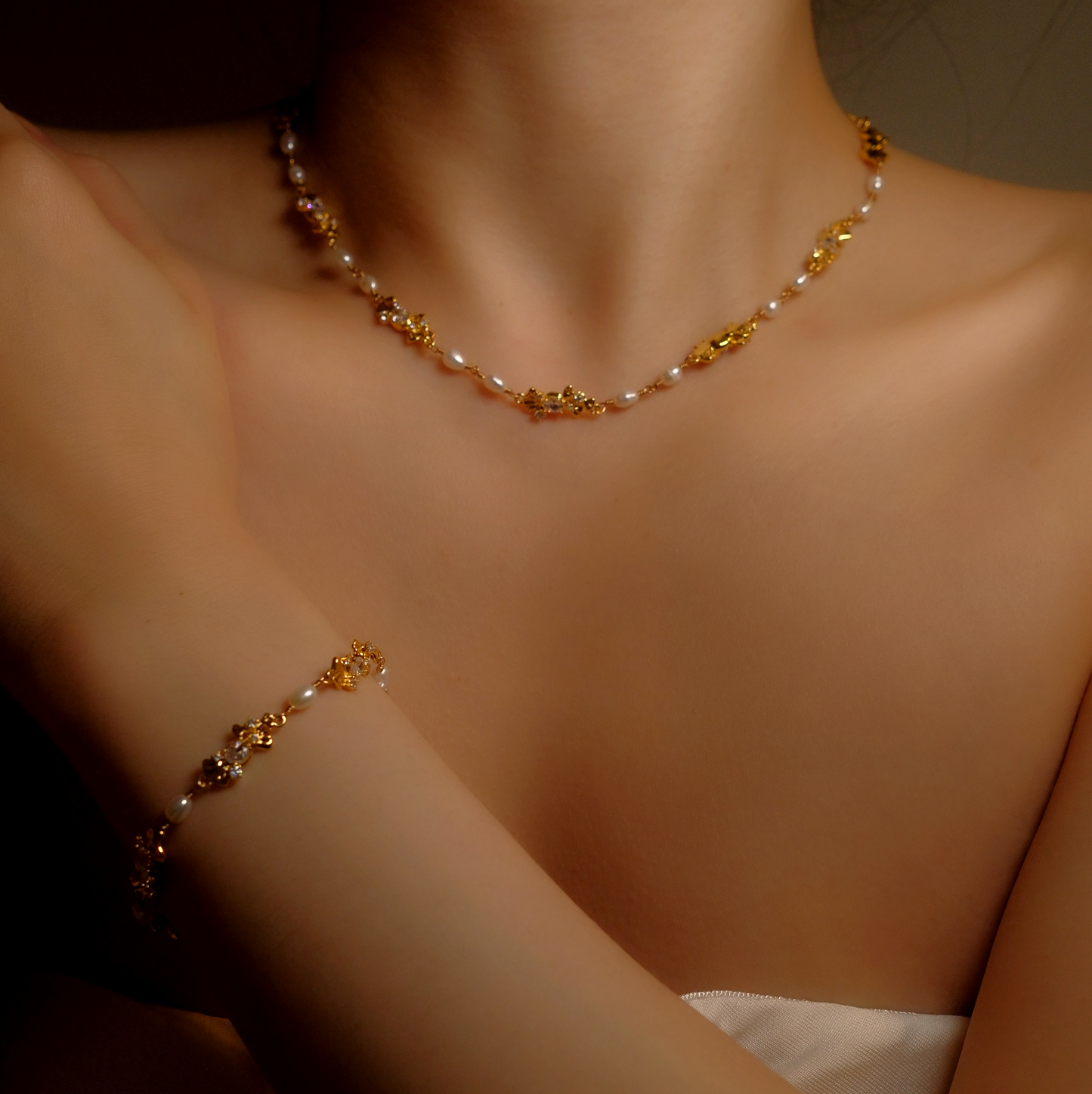 18k Gold-plated Tiny Candy Water Pearl Necklace