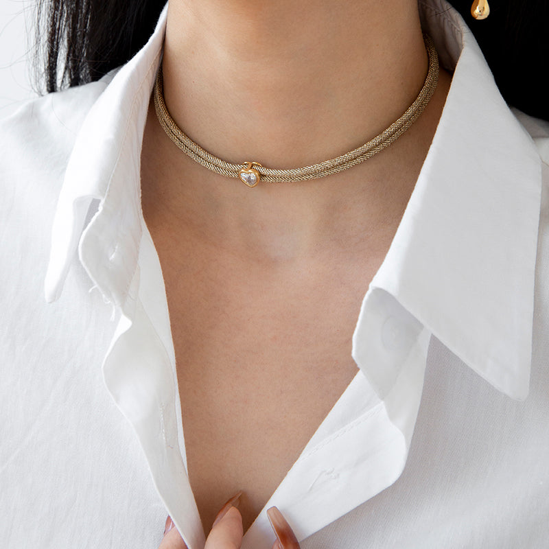 18k Gold-plated Rope Short Necklace