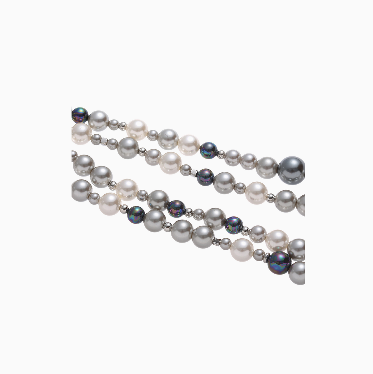 Long Silver Gold-plated Gray Pearl Necklace