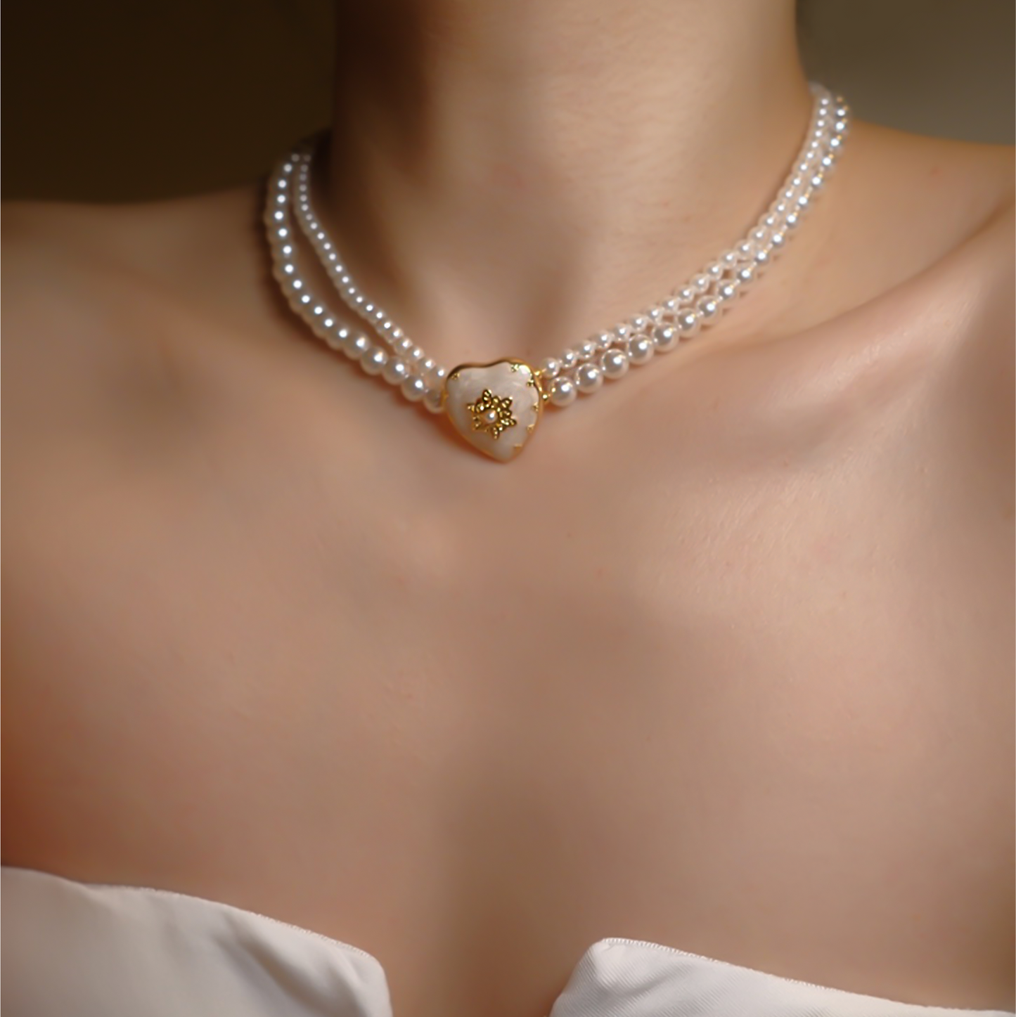 18k Gold-plated Double Layers Pearl Necklace