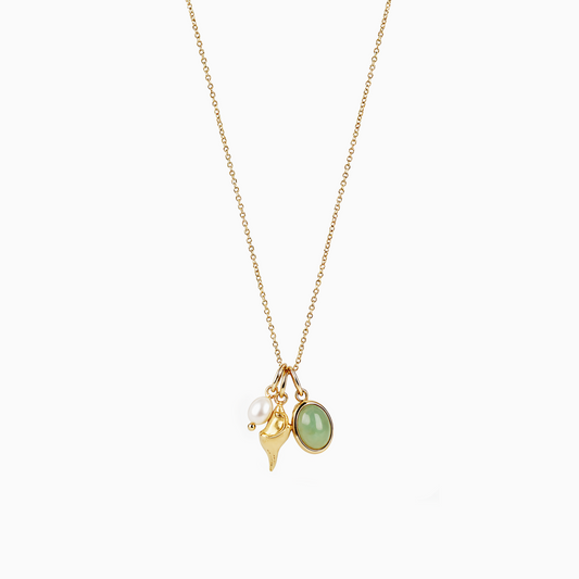 Ocean Jade Gold-plated Pearl Conch Necklace