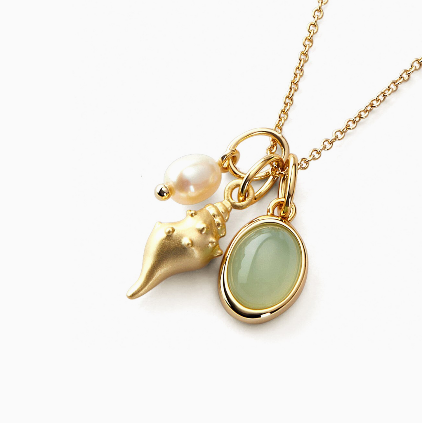 Ocean Jade Gold-plated Pearl Conch Necklace