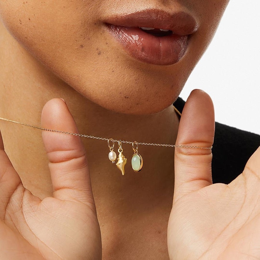 Ocean Jade Gold-plated Pearl Conch Necklace