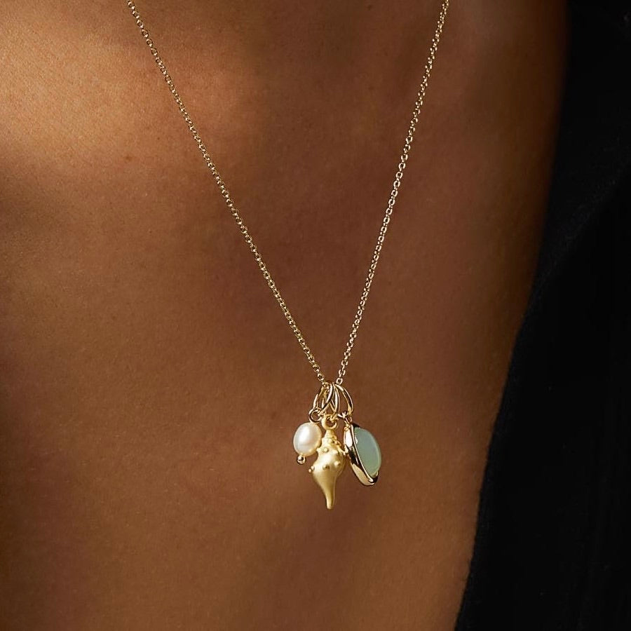 Ocean Jade Gold-plated Pearl Conch Necklace