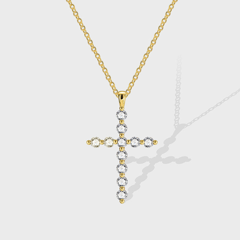 Yellow Gold Diamond Cross Pendant 18k Necklace