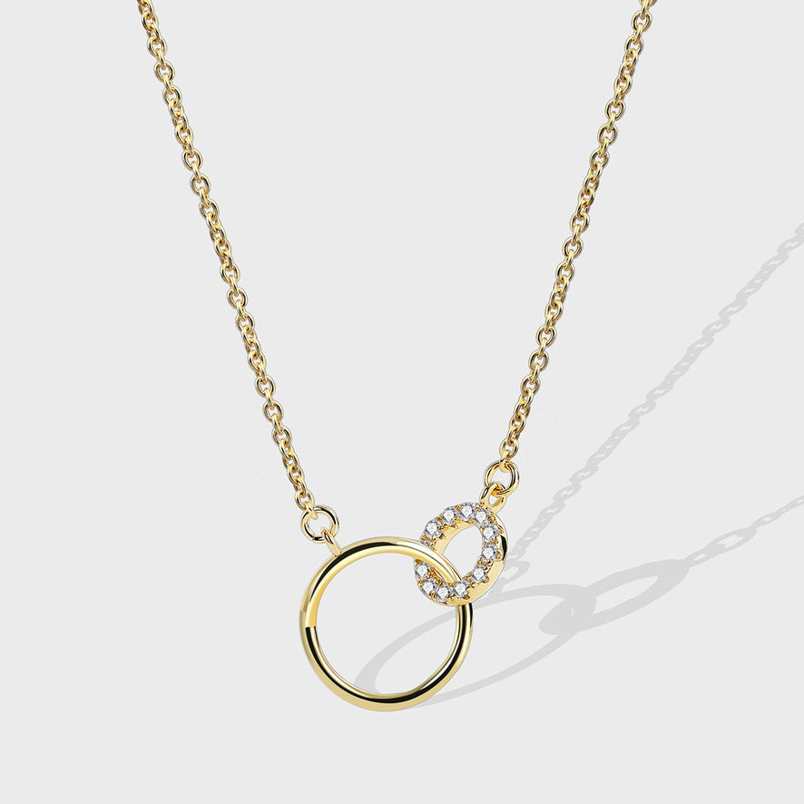 Gold Delicate Double Ring Necklace