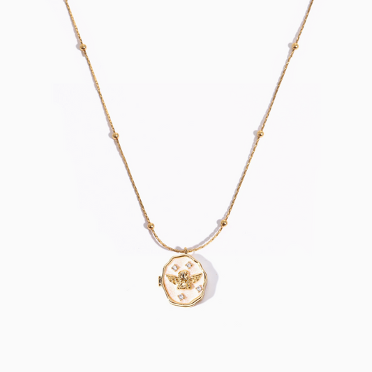 Butterfly Shell Photo Album 14k gold-plated Necklace