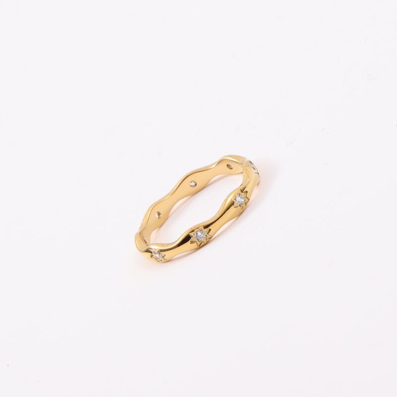 18k Yellow Gold Hexagram Stack Ring