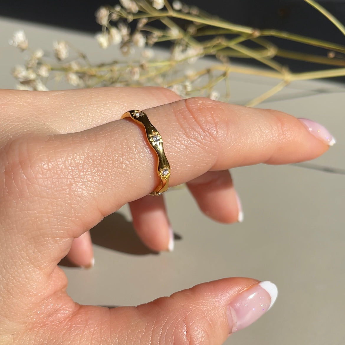 18k Yellow Gold Hexagram Stack Ring