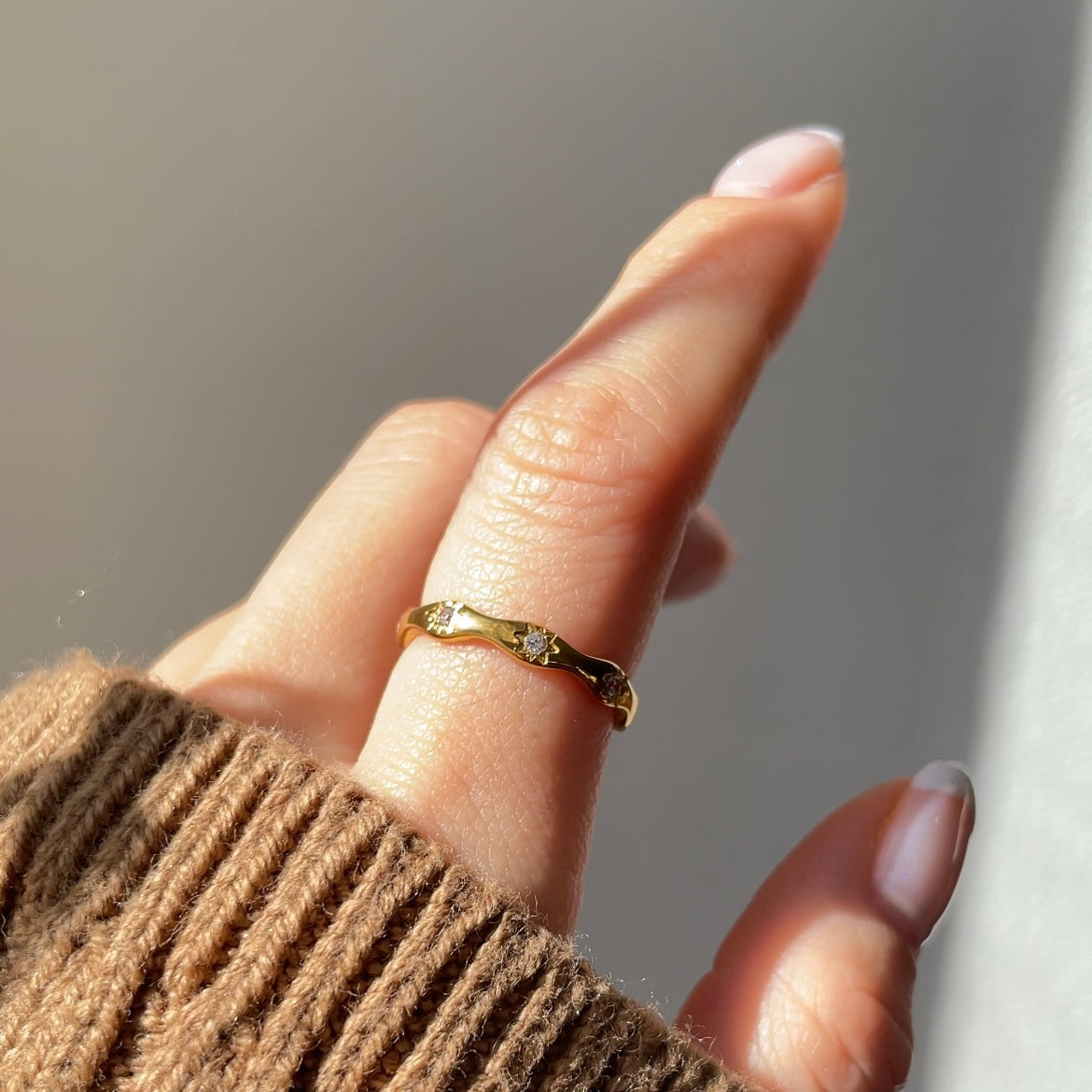 18k Yellow Gold Hexagram Stack Ring