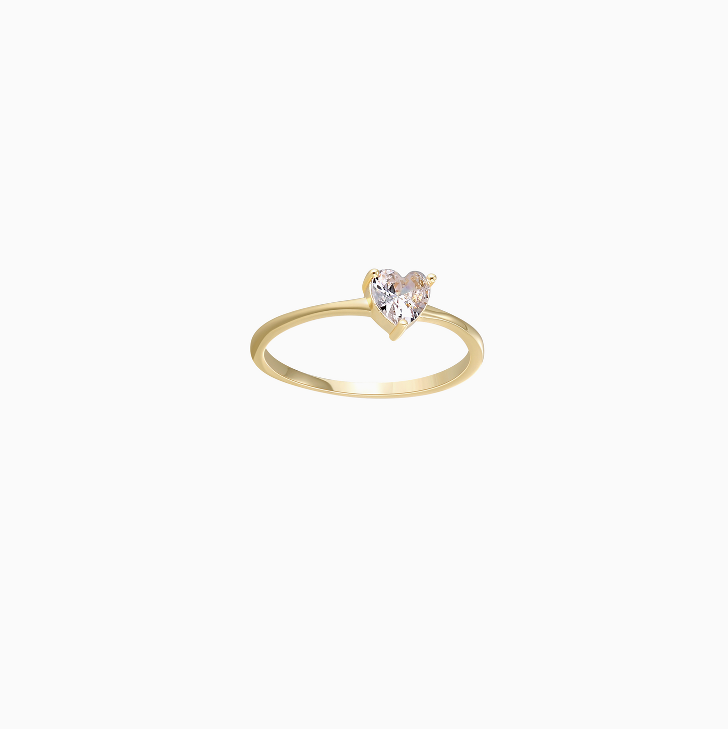 18k Yellow Gold Heart Cubic Zirconia Stack Ring